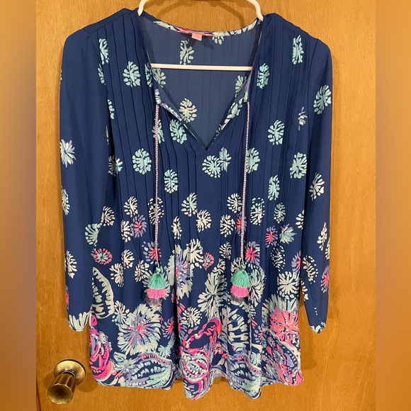 #169- LILLY PULITZER bohemian bright tunic - Picture 1 of 4